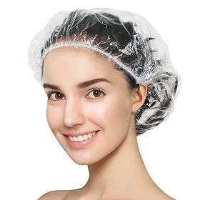 Plastic Hair Caps Pack of 200 Plastic Shower Caps Waterproof Bath Hat disposable shower caps Processing Hair Cover Elastic Caps for Treatment Spa