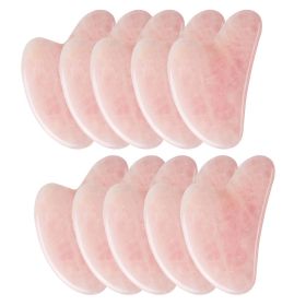 Rose Quartz Gua Sha For Face Massager Skin scraping GuaSha Lifting Natural Jade Massage for Face Gouache Scraper Wrinkle Remover (Color: 10pcs Rose Quartz)