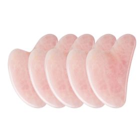 Rose Quartz Gua Sha For Face Massager Skin scraping GuaSha Lifting Natural Jade Massage for Face Gouache Scraper Wrinkle Remover (Color: 5pcs Rose Quartz)