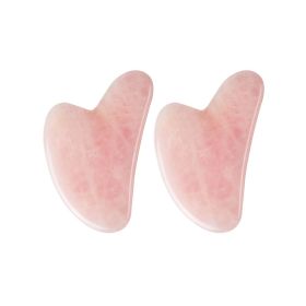 Rose Quartz Gua Sha For Face Massager Skin scraping GuaSha Lifting Natural Jade Massage for Face Gouache Scraper Wrinkle Remover (Color: 2pcs Rose Quartz)