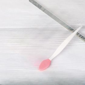 Skin Care Lip Exfoliating Facial Cleansing Face Scrub Nose Clean Brush Blackhead Remove Silicone Double-Sided Skin Care Tool (Color: Pink)