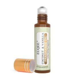 EUQEE 10ml Roll-On Fragrance Oil for Skin Sea Breeze White Musk Coconut & Vanilla Bubble Gum Green Tea Long Lasting Scent (Color: Coconut Vanilla, Net Contents: 10ml)