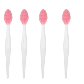 1PC/4PCS Beauty Skin Care Wash Face Silicone Brush Exfoliating Nose Clean Blackhead Removal Brushes Tools With Replacement Head (Color: 4pcs pink)