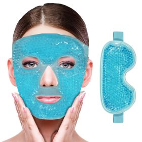 Gel Cooling Ice Face Eye Mask Facial Mask Hot Cold Compress Pack Gel Beads Cold Face Eye Mask Ice Pack,Compress Sleeping FaceSPA (Color: 2pcs set-blue)