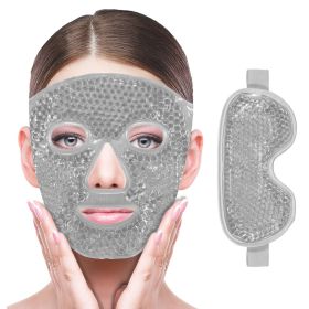 Gel Cooling Ice Face Eye Mask Facial Mask Hot Cold Compress Pack Gel Beads Cold Face Eye Mask Ice Pack,Compress Sleeping FaceSPA (Color: 2pcs set-grey)
