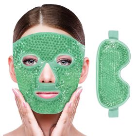 Gel Cooling Ice Face Eye Mask Facial Mask Hot Cold Compress Pack Gel Beads Cold Face Eye Mask Ice Pack,Compress Sleeping FaceSPA (Color: 2pcs set-green)