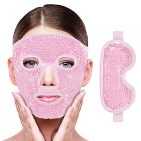 Gel Cooling Ice Face Eye Mask Facial Mask Hot Cold Compress Pack Gel Beads Cold Face Eye Mask Ice Pack,Compress Sleeping FaceSPA (Color: 2pcs set-pink)