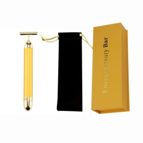 24K Gold T Beauty Roller Energy Roller Electric Face-lifting Facial Massage Beauty Tools Waterproof Vibrating Face Care Stick (Color: Gold with gift box)