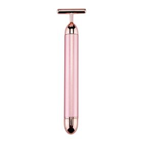 24K Gold T Beauty Roller Energy Roller Electric Face-lifting Facial Massage Beauty Tools Waterproof Vibrating Face Care Stick (Color: Rose gold)