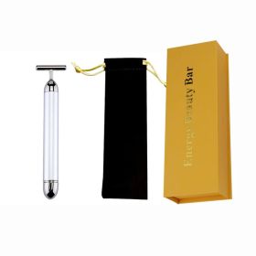 24K Gold T Beauty Roller Energy Roller Electric Face-lifting Facial Massage Beauty Tools Waterproof Vibrating Face Care Stick (Color: Silver with gift box)