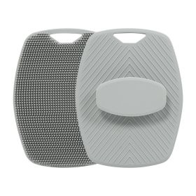 Exfoliating Silicone Brush Cleanser No Slip Handle Body Scrubber Cleans and Massages Skin Bathroom Accessories Bath Brush (Color: Grey)