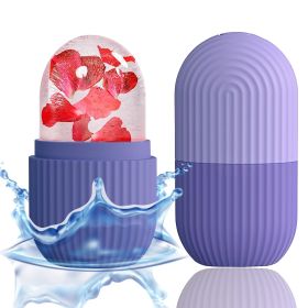 Reusable Ice Face Roller Beauty Ice Facial Rollers Mold Facial Massage Beauty Skin Care Tools Contour Leakproof Facial Massager (Color: Purple)