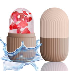 Reusable Ice Face Roller Beauty Ice Facial Rollers Mold Facial Massage Beauty Skin Care Tools Contour Leakproof Facial Massager (Color: Brown)
