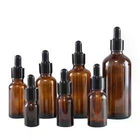14pc 15/30/50/100ml Essential Oil Glass Aromatherapy Perfume Liquid Brown Empty Dropper Bottle Massage Refillable Pipette Bottle (Color: 14pcs brown bottle, Specification: 100ml)