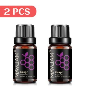 MAYJAM 10ML Fruit Fragrance Oil Lime Apple Mango Passion Fruit Strawberry Watermelon Cherry Coconut Lemon Sweet Orange 1pcs Oil (Color: 2pcs Grape, Net Contents: 10ml)