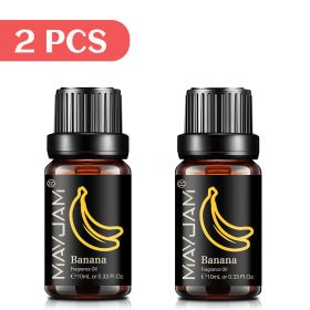 MAYJAM 10ML Fruit Fragrance Oil Lime Apple Mango Passion Fruit Strawberry Watermelon Cherry Coconut Lemon Sweet Orange 1pcs Oil (Color: 2pcs Banana, Net Contents: 10ml)