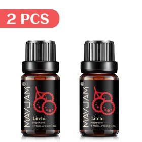 MAYJAM 10ML Fruit Fragrance Oil Lime Apple Mango Passion Fruit Strawberry Watermelon Cherry Coconut Lemon Sweet Orange 1pcs Oil (Color: 2pcs Litchi, Net Contents: 10ml)