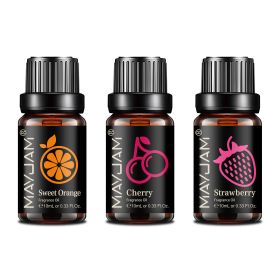 MAYJAM Fruit Essential Oil 10ml Cherry Banana Papaya Grape Litchi Guava Kiwifruit Pear Fig Fragrance Oil for Diffuser Candle (Color: SY5535-A-3pcs, Net Contents: 10ml)