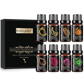 MAYJAM Fruit Essential Oil 10ml Cherry Banana Papaya Grape Litchi Guava Kiwifruit Pear Fig Fragrance Oil for Diffuser Candle (Color: 8pcs Fragrance Oils, Net Contents: 10ml)