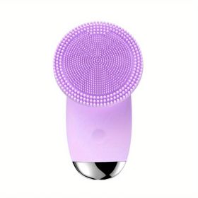 CONESN Electric Facial Cleansing Brush,Silicone Facial Cleansing Brush, Electric Silicone Face Brush, Sonic Facial Cleansing Brush For Makeup Rem (Color: Purple, material: ABS+Silicone)