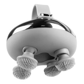 Electric Scalp Massager Rechargeable Head Mssager IPX7 Waterproof Dog Cat Massager with Red Light 3 Modes 3 Types of Massage Claws for Men Women (Color: Silver)